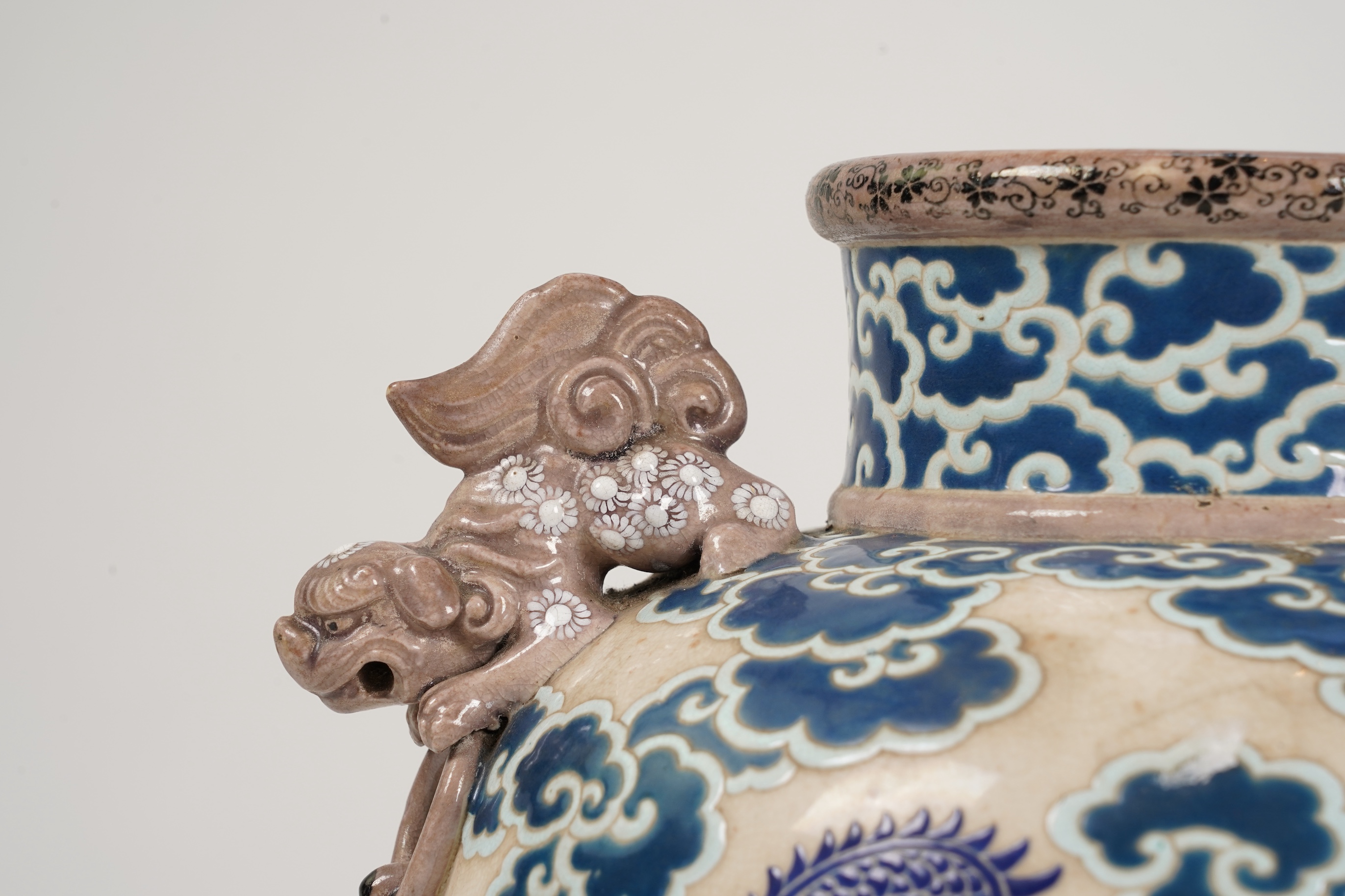 A Japanese Satsuma gosu blue ‘dragon’ vase, 19th century
